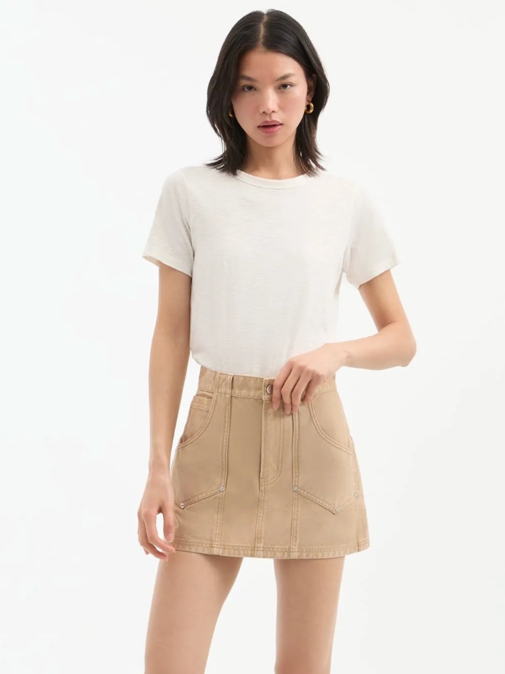Veronica Beard Stelene Denim Mini Skirt. Khaki. Size 6